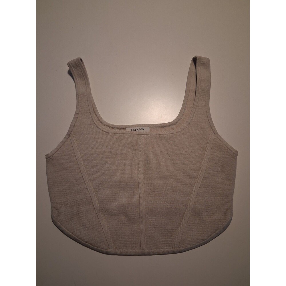 Babaton Knit Corset Crop Tank Top Beige Tan Women’s Medium Aritzia